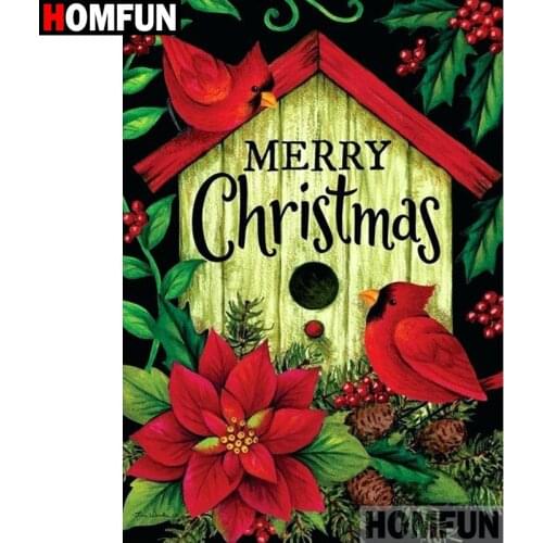 HOMFUN Diamond Painting "Flower bird house" Cross Stitch Custom Photo Diamond Embroidery Square Round Drill Home Decor A27835