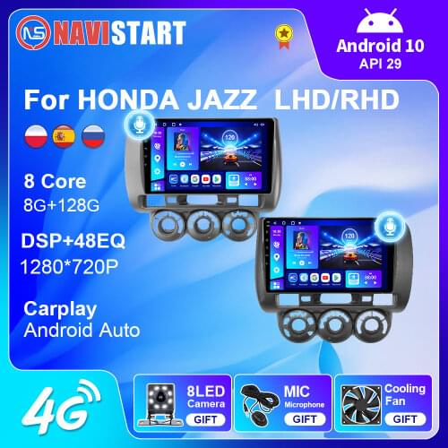 Android 10 2 Din Multimedia Player Car Radio 4G WIFI BT DSP Carplay GPS Navigation For Honda Fit Jazz 2004-2007 No DVD Player