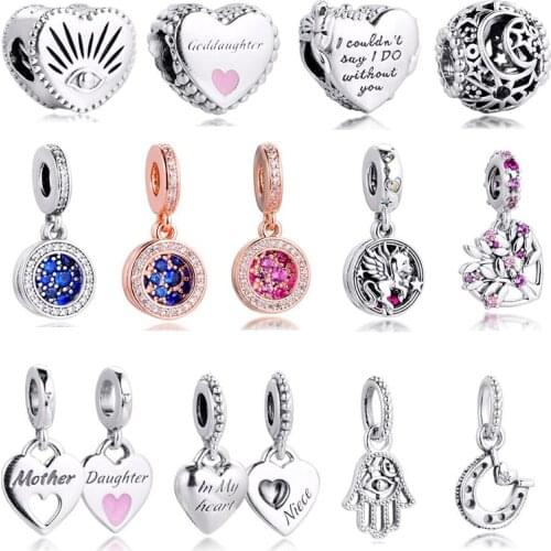 CKK Fit Pandora Bracelets Heart Moon Sun Family Tree Charms Silver 925 Original Beads for Jewelry Making Sterling DIY Women