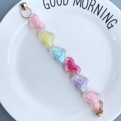 Colorful Plated Five-pointed Star Chain Mobile Phone Case Pendant Acrylic Love Anti-lost Strap Bracelet Diy Jewelry Accessories