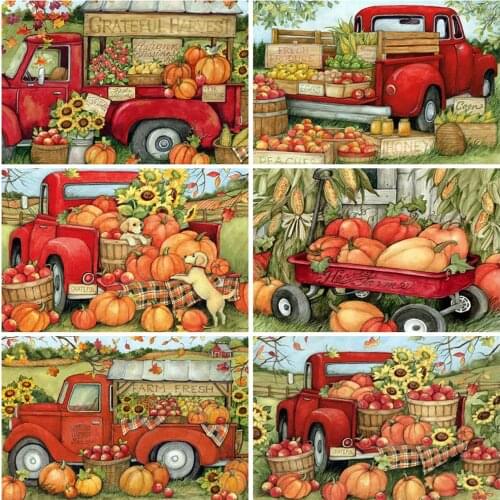 Evershine Diamond Embroidery Pumpkin Rhinestone Art 5D DIY Diamond Painting Car Landscape Cross Stitch Autumn Home Decoration