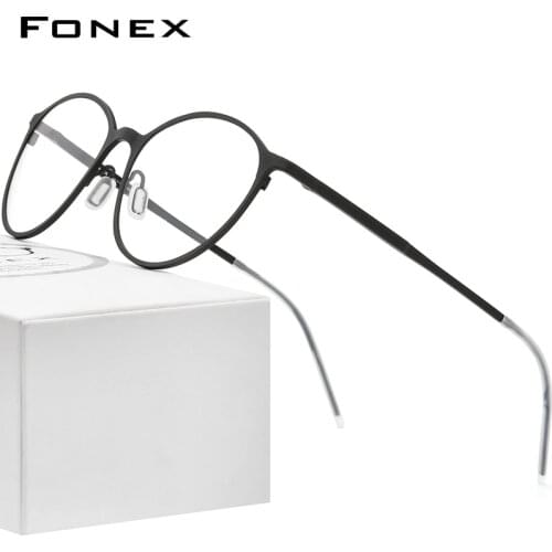 FONEX Pure Titanium Eye Glasses Frames for Women Retro Round Prescription Eyeglasses Men 2020 New Vintage Optical Eyewear 8525