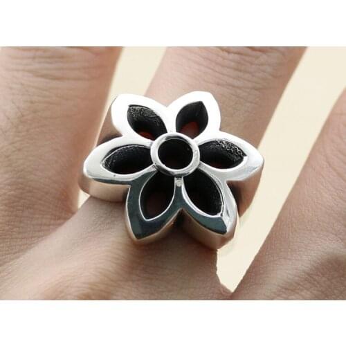 GB s925 sterling silver cherry blossom ring male retro temperament thai silver ring