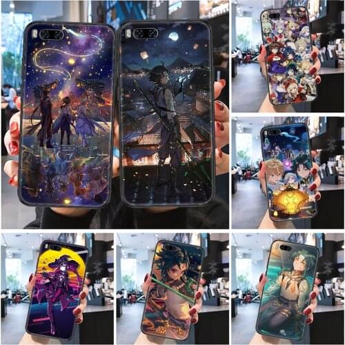 Genshin Impact Game xiao mona Phone case For Xiaomi Mi Max Note 3 A2 A3 8 9 9T 10 Lite Pro Ultra Frosted black silicone shell