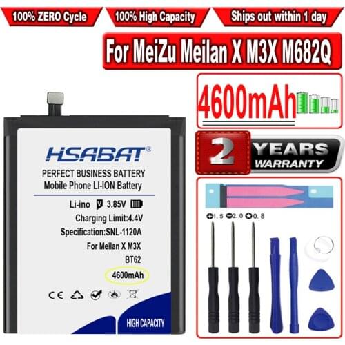 HSABAT 4600mAh BT62 Battery for MeiZu M3X, M3X Dual SIM, M3X Dual SIM TD-LTE, M682Q, for Meilan X
