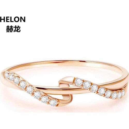 Solid 14k Rose Gold Women Ring Engagement Wedding Diamonds Ring Anniversary Band Valentine Birthday Party Jewelry Gift