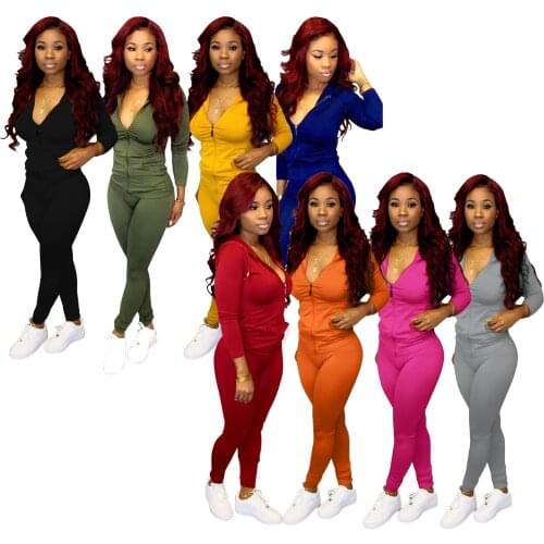 New Arrival 2020 Casual Womens Tracksuit Tights Sportswear Fitness Suit For Female Clothing Jumpsuit Long Sleeve Crop Top
