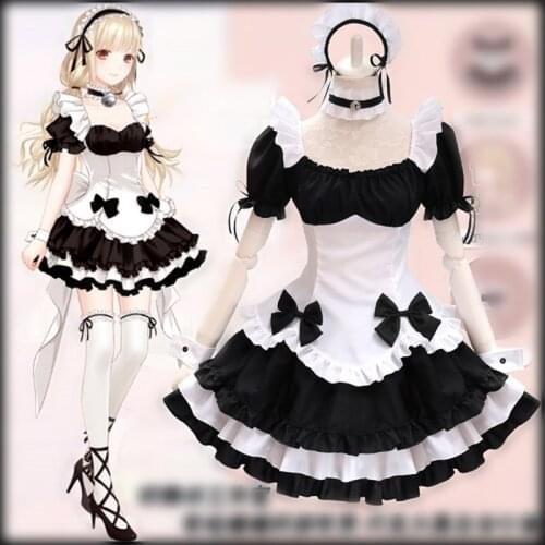 Black White Chocolate Maid Costumes French Bowknot Maid Skirt Girls Woman Amine Cosplay Costume Waitress Party Costumes