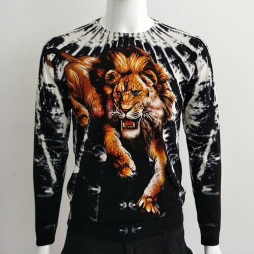 Creative lion pattern 3D printing fashion pullover knitted sweater Autumn 2018 New quality soft elastic fancy sweater men M-XXXL