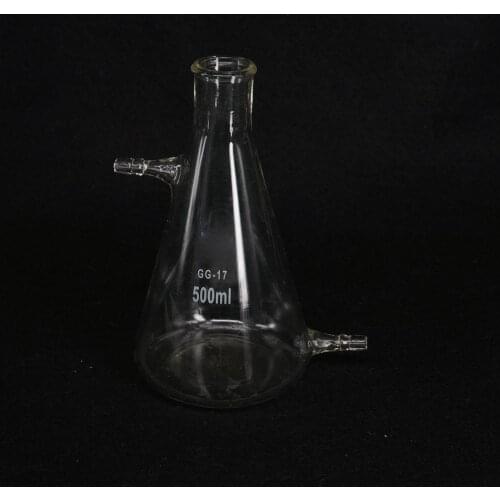 500ml Glass Filtering Flask Lab Bottle With Double 10mm Hose Vacuum Adapter