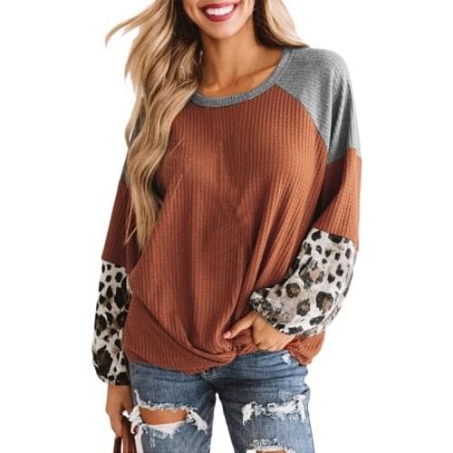 Fashion Autumn Women Loose T-Shirts Explosion Leopard Pattern Hua Wild Long-sleeved European And American Top