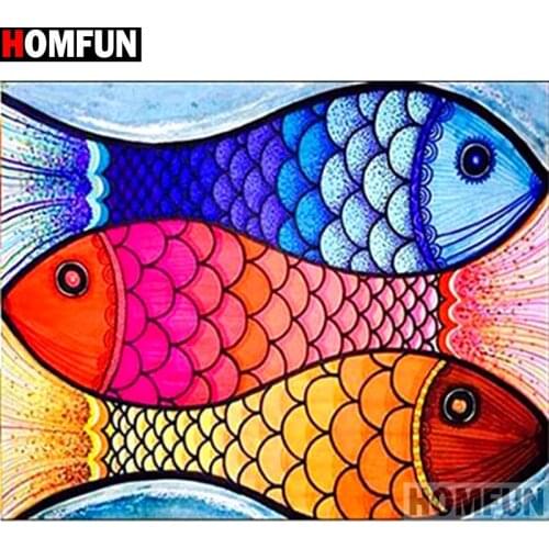 HOMFUN Full Square/Round Drill 5D DIY Diamond Painting "Fish type" Embroidery Cross Stitch 5D Home Decor Gift A14159