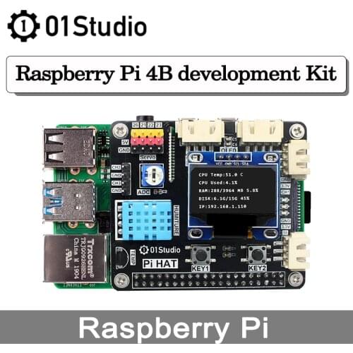 01Studio Raspberry Pi 4 4B Development Programming Board Kit Python Linux Artificial Intelligence RAM 2G 4G 8G