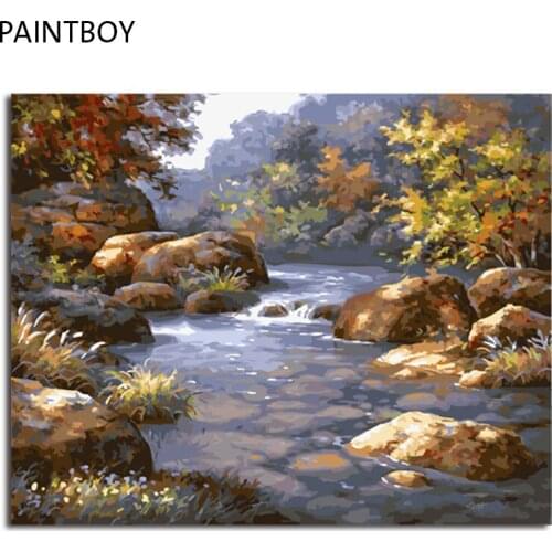 PAINTBOY Framed Seascape DIY Painting By Numbers Wall Art DIY Oil Painting Coloring By Numbers Home Decor For Living Room Wall