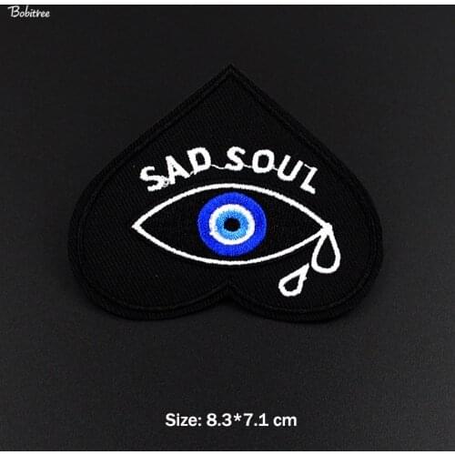 Letters SAD SOUL Creative Badges Patches Iron on for Jacket Jeans Clothes Decoration Embroidered DIY Stickers Applique