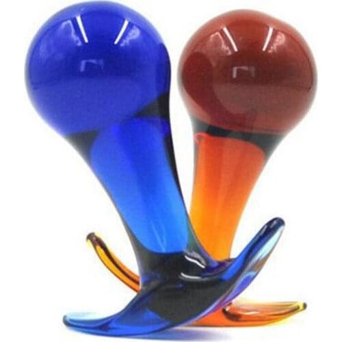 New hot blue brown head pyrex crystal wave anal beads butt plug dildo masturbation glass sex toys product for men women