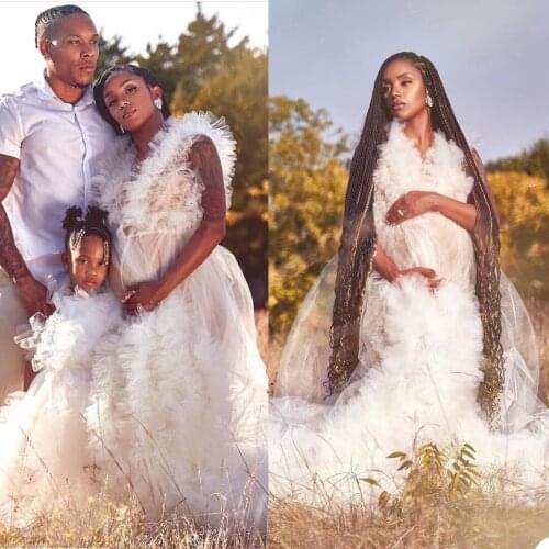 New Evening Dresses Puffy Ladies Gowns Custom Made Extra Puffy Sexy See Through Women Dress Photography Long Robes Prom Gowns