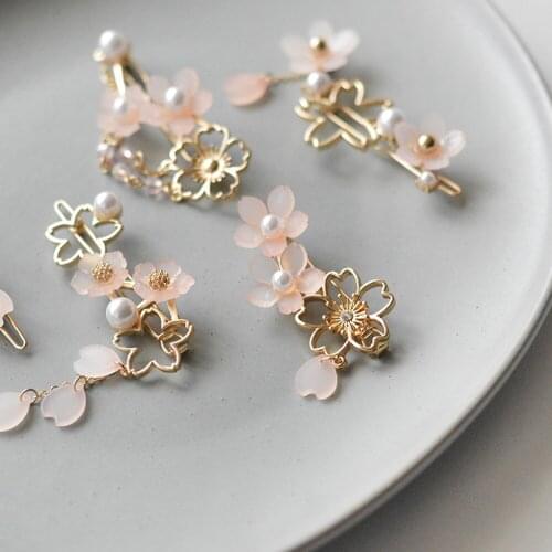 New Hairclips Girls Kawaii Flower Tassel Hairpins Vintage Fashion Sakura Clips For Woman Gift Chinese tradditonal hanfu Hairclip