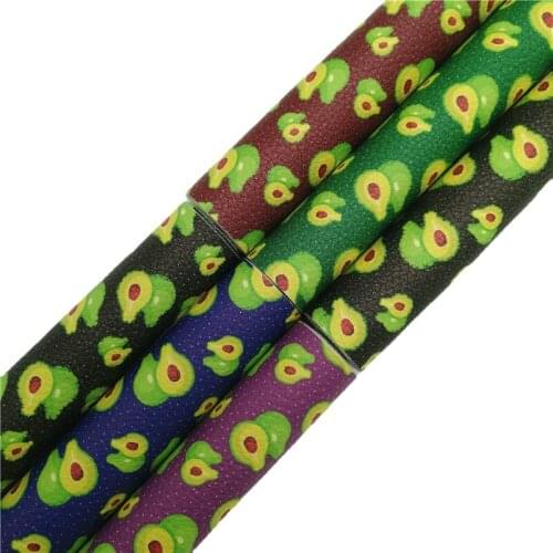 Onefly Wholesales Dropshipping Leather Supplier kiwi Printed Synthetic Faux Vinyl Leather Fabric Sheets For Bow DIY FZ220A