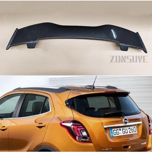 Use For Opel Mokka 2013-2016 Spoiler ABS Plastic Carbon Fiber Look Hatchback Roof Rear Wing Body Kit Accessories