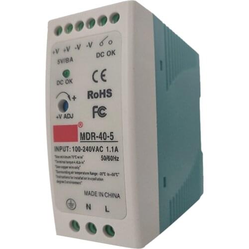 MDR-40-5 Industrial DIN Rail Switching Power Supply AC To DC 5V 8A 30W