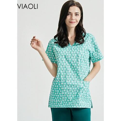 Beauty salon work tops/pants/set Cleaner uniform Cartoon print scrubs tops spa scrubs work clothes Pet grooming working clothes