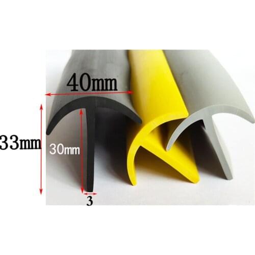 Rubber T Strip for Cable Solar Glass Metal Wood Panel Edge Encloser Shield Sealing 40x33mm Black Gray Yellow