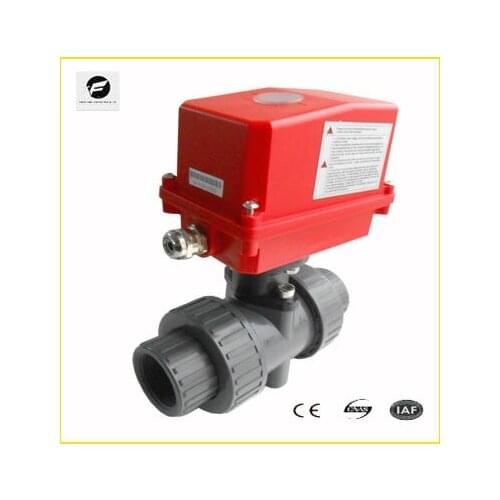 NPT 5 wire 6 wire AC220V CTF-002 20NM DN15 DN20 DN25 UPVC double union NPT thread glue motorized plastic ball valve
