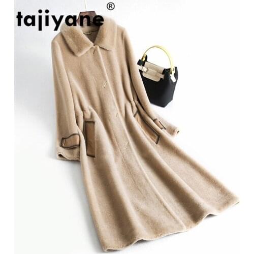 Real Fur Coat Mink Fur Collar Wool Jacket Autumn Winter Coat Women Clothes 2020 Korean Vintage Sheep Shearling Fur Suede Lining