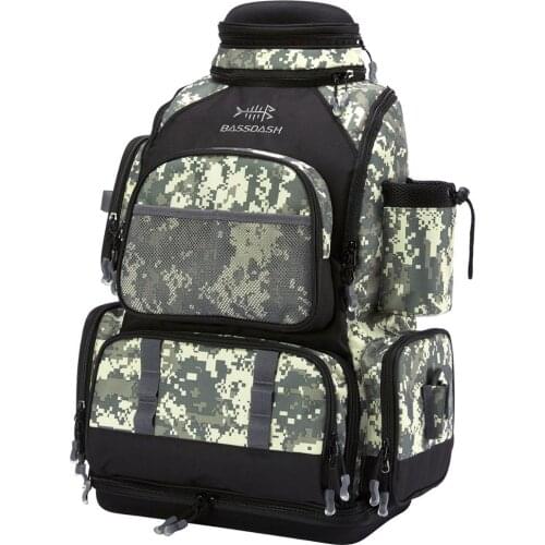 Bassdash Fishing Tactical Bag Water Resistant Lightweight Tackle Backpack with Rod Holder and Protective Rain Cover