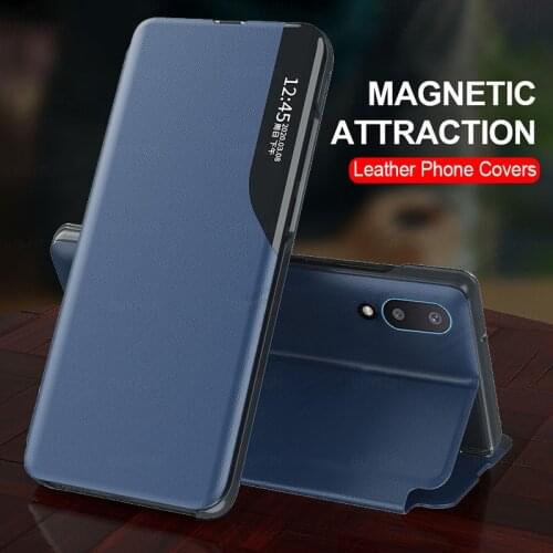 PU Leather Smart View Window Flip Phone Covers Case for samsung a02 a 02 02a 6.5'' Case samsunga02 Magnetic Holder Book Coques