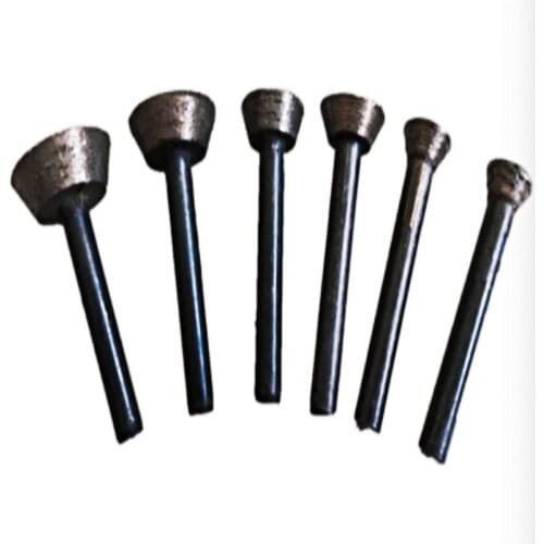 High Quality 6MM Shank Diamond Grinding Head Cylindrical For Jade Peeling Flat Jaw Stone Engraving Carving Free Shipping 6PCS