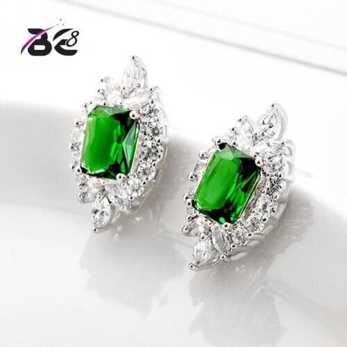 Be8 Hot Sales Clip Earrings for Women Party Show Gifts 5 Color Square Shape Cubic Zirconia Earrings Wholsale Free Shipping E-350