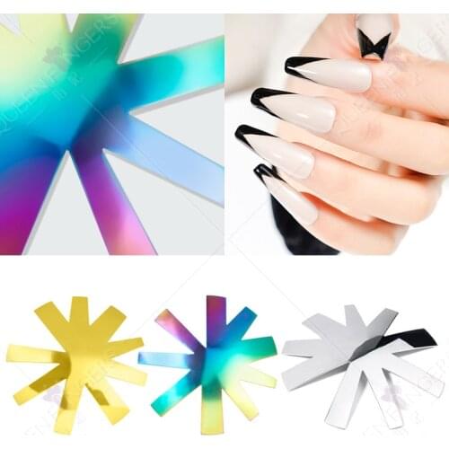 1 French Manicure Template Color Titanium Gold Silver DIY Shaping Steel Plate Stainless Steel Can Be Used Repeatedly Nail Tools