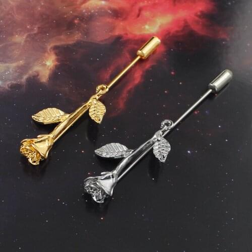 2ps/set Romantic Gold and Silver Rose Brooch Show Love Sweater Lapel Coat Pins Jewelry Gifts For Lovers Couple Valentine’s Day