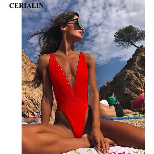 3 Colors One Piece Deep V Female Swimwear Bathing Suit Sexy Backless Women Swimming Suit High Quality New Design Swimsuit