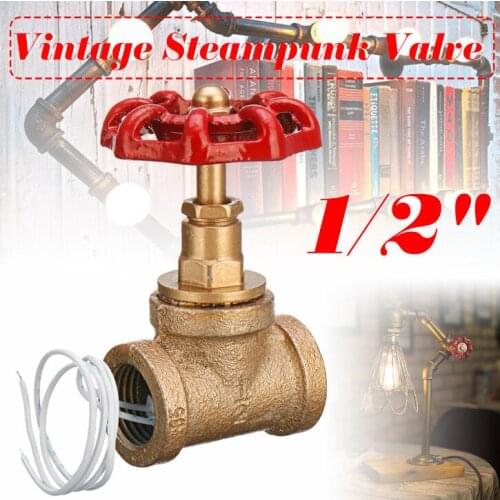 45 x 82mm 1/2'' Vintage Steampunk Stop Valve Light Switch For Water Pipe Lamp W/Red Handle For plumbing lights Home Decor Lights