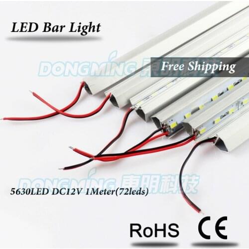 5pcs 1m Hard luces led Bar light 12V 100cm 72 led SMD 5630 U/V shell Aluminum Alloy Led Strip light For Cabinet Free Shipping