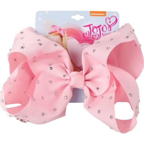 8" Jumbo Full Rhinestones Hair Bow Solid Grosgrain Ribbon Hairgrip Alligator Clips Headwear Bowknot For Girls Hair Accessories