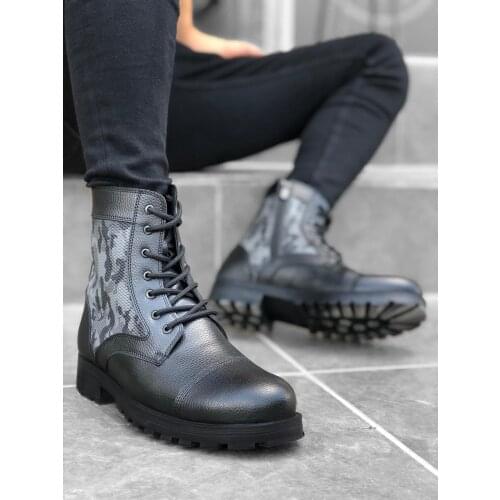 BA0053 Laced Up Zipper Camouflage Male Sports Postal Boat