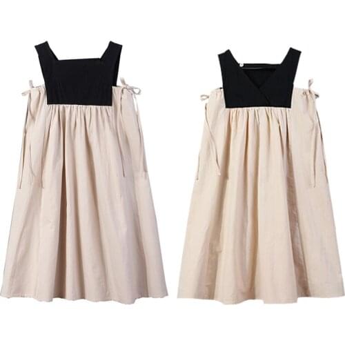 Chinese Style Beige Dress Age For 2 - 8 Years Little Girls Casual School Style Dress 2021 New Summer Beach Sleeveless Kids Frock