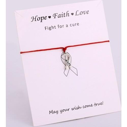 Red Ribbon Fighter Breast Cancer Awareness Charm Bracelets Faith Hope Love Women Jewelry Wholesale Drop Shipping