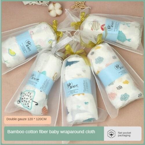 120*120CM Double Layer N Infant Kids Swaddle Wrap Blanket Sleeping Warm Quilt Bed Cover Muslin Baby Blanket Baby Stuff