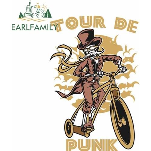 EARLFAMILY 13cm x 9.8cm for Tour De Punk Vinyl Car Stickers Creative Suitcase Decoration Scratch-proof Window Trunk Vinyl Decal