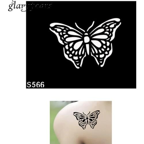 Hot Sale 1 Piece Small Indian Henna Tattoo Stencil DIY Health Body Art Henna Paste Drawing Butterfly Design Tattoo Stencil S566