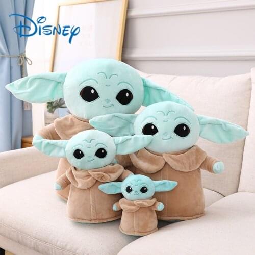 18cm/38cm Kawaii Disney Yoda Baby Plush Toy Star Wars Mandalorian Doll Decoration Pillow Birthday Halloween Christmas Gift