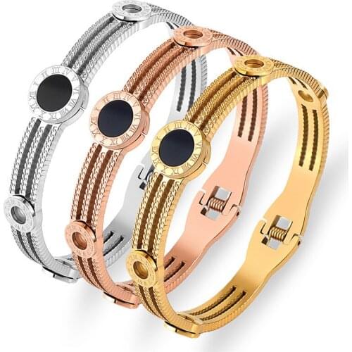 Exquisite Small Gears 5 Roman Numeral Bracelets & Bangle for women stainless steel Fashion Brand Bangle Jewelry Friends Gift
