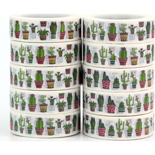 Wholesale High quality 10pcs/lot Cactus Washi Tapes DIY Decor Scrapbooking Planner Adhesive Masking Tapes Cute Stationery