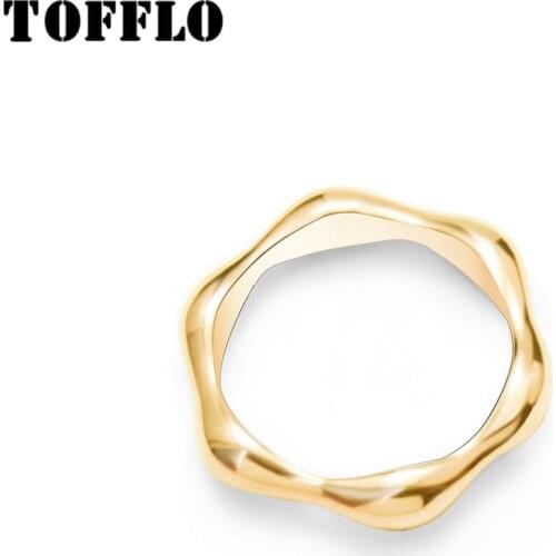 TOFFLO Stainless Steel Jewelry Bamboo Ring Hexagon Fashion Ring For Female Lovers BSA090