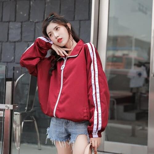 Autumn Loose female windbreaker Jacket Harajuku Bomber Jacket Student BF Coat Oversize Jacket Basic Coats Hip Hop Streetwear